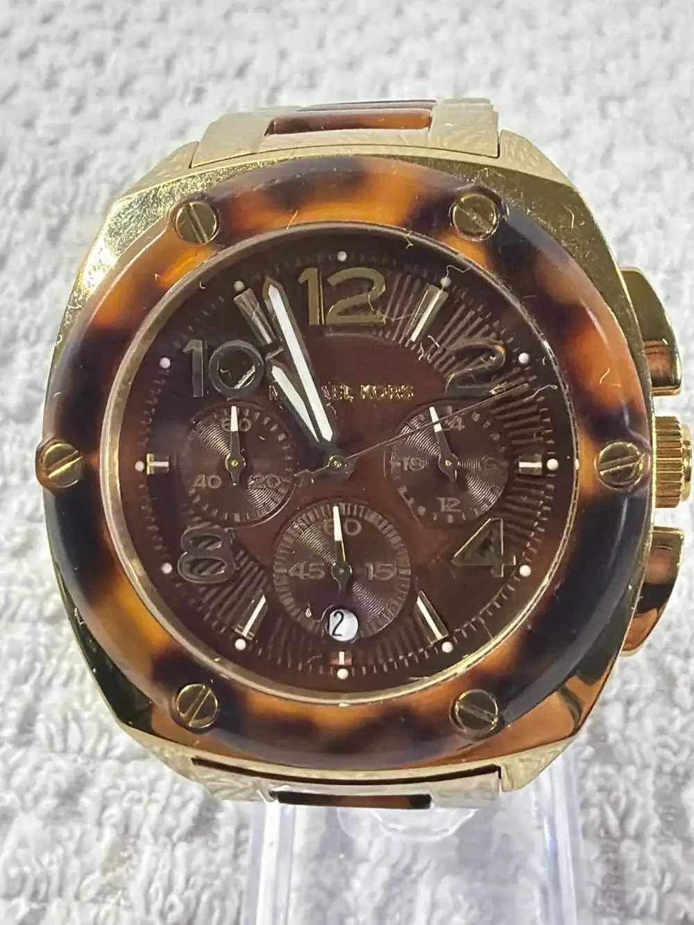 Michael Kors Chronograph Tortoise Acetate and Gold-Tone Stainless Steel Watch